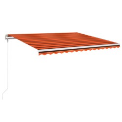 vidaXL Toldo automático LED sensor de viento naranja marrón 450x350 cm