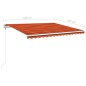 vidaXL Toldo automático LED sensor de viento naranja marrón 450x350 cm vidaXL Toldo automático LED sensor de viento naranja marrón 450x350 cm