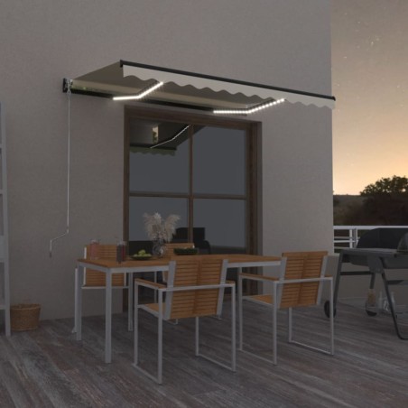vidaXL Toldo manual retráctil con LED amarillo y blanco 350x250 cm