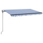 vidaXL Toldo automático LED sensor de viento azul y blanco 450x300 cm vidaXL Toldo automático LED sensor de viento azul y blanco 450x300 cm