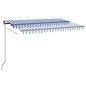 vidaXL Toldo automático LED sensor de viento azul y blanco 450x300 cm vidaXL Toldo automático LED sensor de viento azul y blanco 450x300 cm