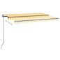 vidaXL Toldo automático LED sensor de viento amarillo blanco 450x300cm vidaXL Toldo automático LED sensor de viento amarillo blanco 450x300cm