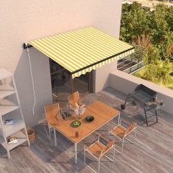 vidaXL Toldo retráctil automático amarillo y blanco 350x250 cm