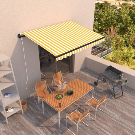 vidaXL Toldo retráctil automático amarillo y blanco 350x250 cm