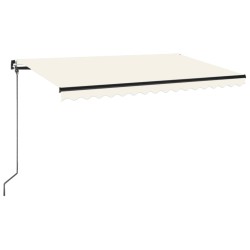 vidaXL Toldo manual retráctil con LED crema 450x350 cm
