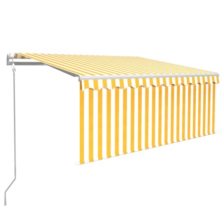 vidaXL Toldo automático retráctil con persiana amarillo blanco 3x2,5m