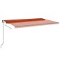 vidaXL Toldo automático LED sensor de viento naranja marrón 500x350 cm vidaXL Toldo automático LED sensor de viento naranja marrón 500x350 cm