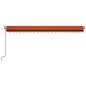 vidaXL Toldo automático LED sensor de viento naranja marrón 500x350 cm vidaXL Toldo automático LED sensor de viento naranja marrón 500x350 cm