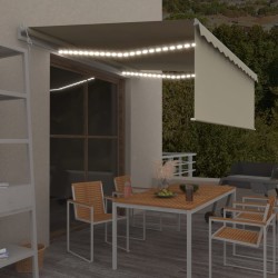 vidaXL Toldo automático persiana LED sensor de viento crema 4,5x3 m 