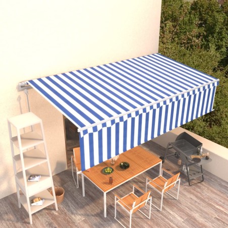 vidaXL Toldo automático retráctil con persiana 6x3 m azul y blanco