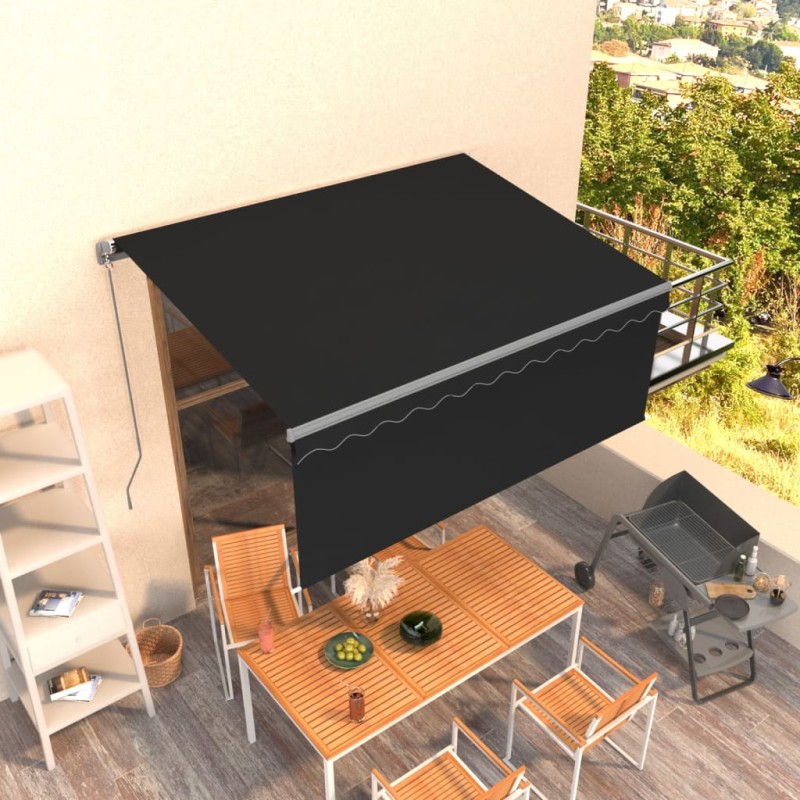 vidaXL Toldo retráctil manual con persiana gris antracita 3x2,5 m vidaXL Toldo retráctil manual con persiana gris antracita 3x2,5 m