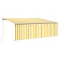 vidaXL Toldo manual retráctil persiana y LED 4,5x3 m amarillo y blanco vidaXL Toldo manual retráctil persiana y LED 4,5x3 m amarillo y blanco
