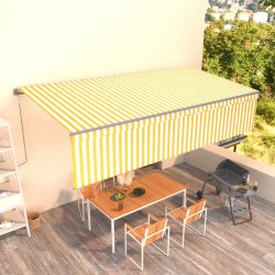 vidaXL Toldo retráctil automático con persiana amarillo y blanco 6x3 m