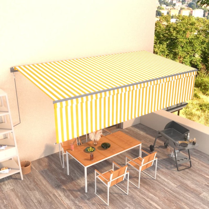 vidaXL Toldo retráctil automático con persiana amarillo y blanco 6x3 m vidaXL Toldo retráctil automático con persiana amarillo y blanco 6x3 m