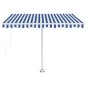 vidaXL Toldo automático LED sensor de viento azul y blanco 350x250 cm vidaXL Toldo automático LED sensor de viento azul y blanco 350x250 cm