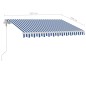 vidaXL Toldo automático LED sensor de viento azul y blanco 350x250 cm vidaXL Toldo automático LED sensor de viento azul y blanco 350x250 cm