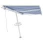 vidaXL Toldo de pie automático azul y blanco 300x250 cm
