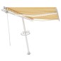 vidaXL Toldo automático LED sensor de viento amarillo blanco 350x250cm vidaXL Toldo automático LED sensor de viento amarillo blanco 350x250cm