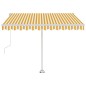 vidaXL Toldo automático LED sensor de viento amarillo blanco 350x250cm vidaXL Toldo automático LED sensor de viento amarillo blanco 350x250cm