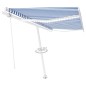 vidaXL Toldo automático LED sensor de viento azul y blanco 450x300 cm vidaXL Toldo automático LED sensor de viento azul y blanco 450x300 cm