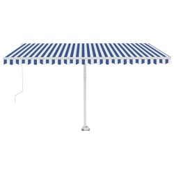 vidaXL Toldo de pie manual retráctil azul y blanco 400x350 cm