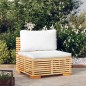 vidaXL Sofá central jardín con cojines madera maciza teca color crema vidaXL Sofá central jardín con cojines madera maciza teca color crema