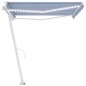 vidaXL Toldo manual retráctil con LED azul y blanco 400x350 cm vidaXL Toldo manual retráctil con LED azul y blanco 400x350 cm