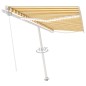 vidaXL Toldo manual retráctil con LED amarillo y blanco 400x350 cm vidaXL Toldo manual retráctil con LED amarillo y blanco 400x350 cm