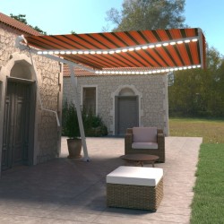 vidaXL Toldo automático LED sensor de viento naranja marrón 500x350 cm