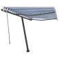 vidaXL Toldo de pie manual retráctil azul y blanco 300x250 cm vidaXL Toldo de pie manual retráctil azul y blanco 300x250 cm