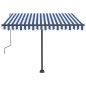 vidaXL Toldo de pie manual retráctil azul y blanco 300x250 cm vidaXL Toldo de pie manual retráctil azul y blanco 300x250 cm