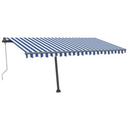 vidaXL Toldo de pie automático azul y blanco 450x300 cm
