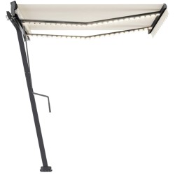 vidaXL Toldo automático con LED y sensor de viento crema 350x250 cm