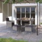 vidaXL Conjunto de silla de jardín y taburete 4 piezas ratán PE gris vidaXL Conjunto de silla de jardín y taburete 4 piezas ratán PE gris