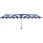 vidaXL Toldo automático LED sensor de viento azul y blanco 500x300 cm vidaXL Toldo automático LED sensor de viento azul y blanco 500x300 cm