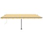 vidaXL Toldo automático LED sensor de viento amarillo blanco 500x300cm vidaXL Toldo automático LED sensor de viento amarillo blanco 500x300cm