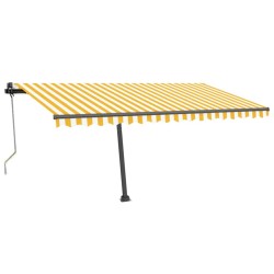vidaXL Toldo de pie automático amarillo y blanco 450x350 cm