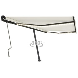 vidaXL Toldo manual retráctil con LED color crema 400x350 cm