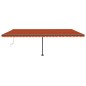 vidaXL Toldo automático LED sensor de viento naranja marrón 600x300 cm vidaXL Toldo automático LED sensor de viento naranja marrón 600x300 cm