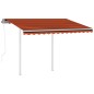 vidaXL Toldo retráctil automático con postes naranja y marrón 3x2,5 m vidaXL Toldo retráctil automático con postes naranja y marrón 3x2,5 m