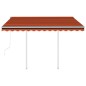 vidaXL Toldo retráctil automático con postes naranja y marrón 3x2,5 m vidaXL Toldo retráctil automático con postes naranja y marrón 3x2,5 m