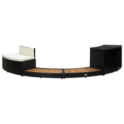 vidaXL Borde de bañera de hidromasaje ratán PE madera de acacia negro