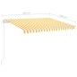 vidaXL Toldo automático LED sensor de viento amarillo blanco 3,5x2,5 m
