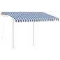 vidaXL Toldo retráctil automático con postes azul y blanco 3x2,5 m vidaXL Toldo retráctil automático con postes azul y blanco 3x2,5 m