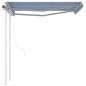 vidaXL Toldo retráctil automático con postes azul y blanco 3x2,5 m vidaXL Toldo retráctil automático con postes azul y blanco 3x2,5 m