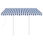 vidaXL Toldo retráctil automático con postes azul y blanco 3x2,5 m vidaXL Toldo retráctil automático con postes azul y blanco 3x2,5 m