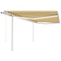 vidaXL Toldo automático LED sensor de viento amarillo blanco 4,5x3 m