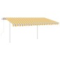 vidaXL Toldo automático LED sensor de viento amarillo blanco 4,5x3 m