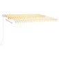 vidaXL Toldo automático LED sensor de viento amarillo blanco 4,5x3 m
