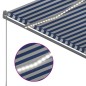 vidaXL Toldo automático LED sensor de viento azul y blanco 3,5x2,5 m vidaXL Toldo automático LED sensor de viento azul y blanco 3,5x2,5 m